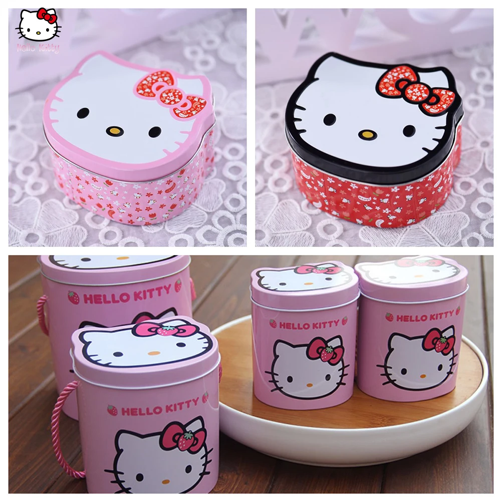 Kawaii Anime Hellokittys Cookie Box Candy Home Snack Cookie Can Storage Iron Box Packaging Gift Box Cute Sweet Girl Accessories