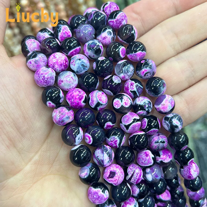 Naturstein Rose roter Feuerachat handgemachte runde Perlen für Schmuckherstellung DIY Schlüsselanhänger Fußkettchen Zubehör 15" Großhandel 6/8/10mm – Detail 3