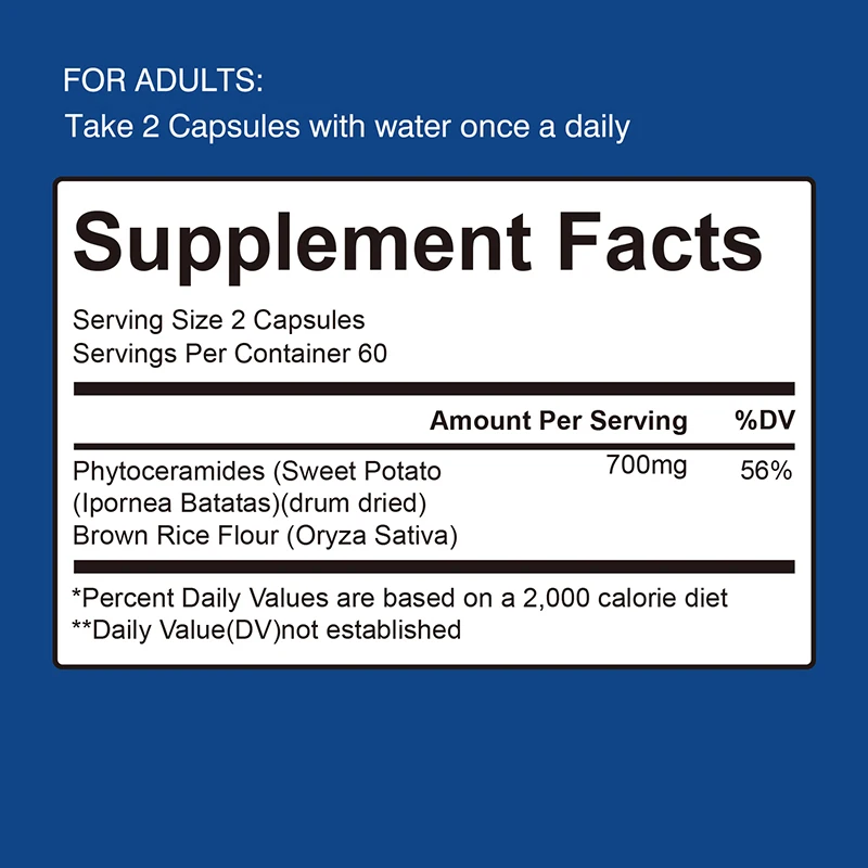 Cápsulas de fitoceramidas 700 mg: antienvejecimiento natural, líneas finas reducidas y arrugas, refuerzo de colágeno