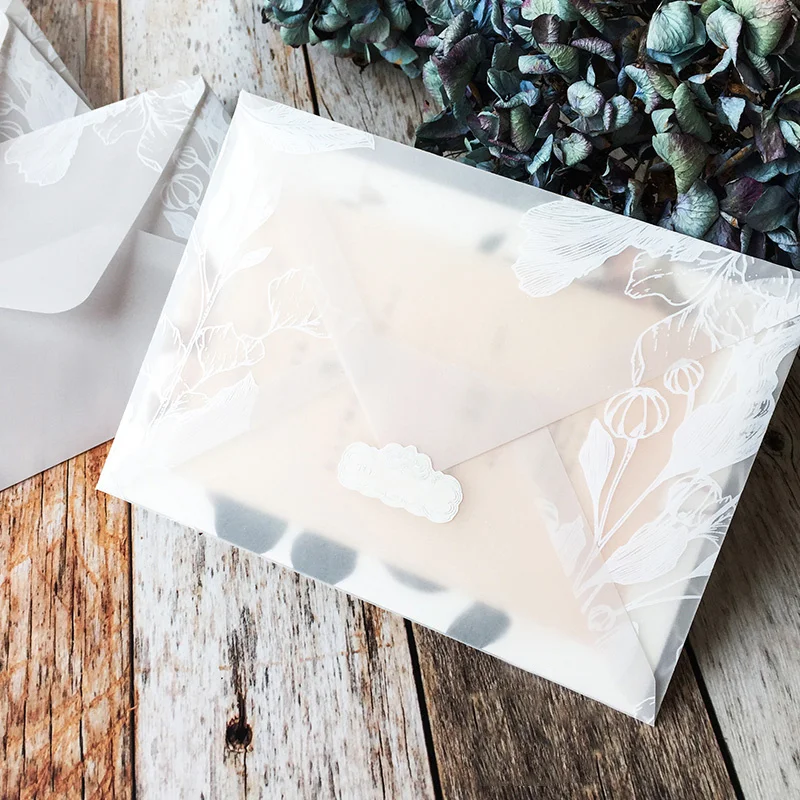 5pcs/lot Translucent Sulfuric Acid Paper Envelope Sets Creative Designs Wedding Invitation Envelopes Party