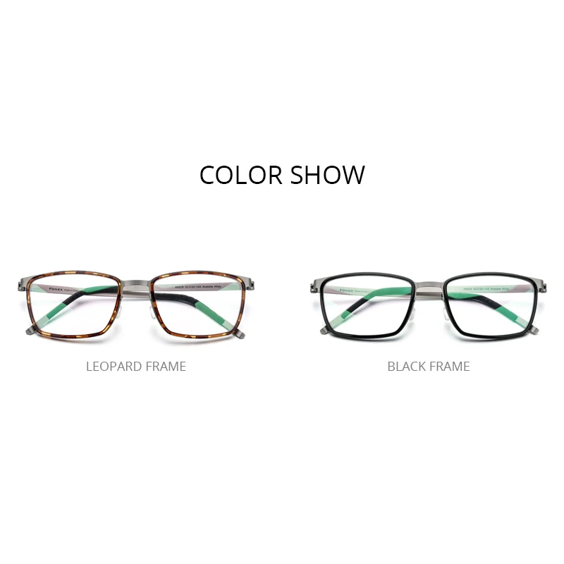 FONEX Acetate Alloy Eye Glasses Frames for Men Square Eyeglasses Frames 2024 Women Screwless Eyewear 98629