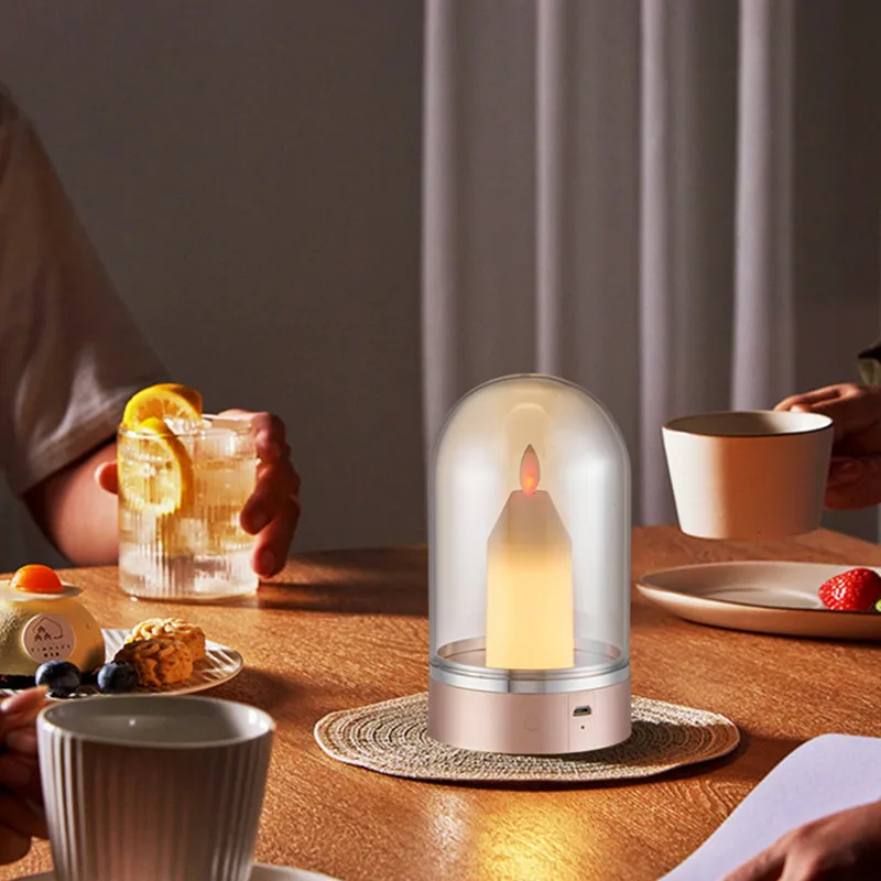 Lampe à bougie de simulation créative avec batterie aste, lampe de table, lampe de chevet, décoration de restaurant, chambre à coucher