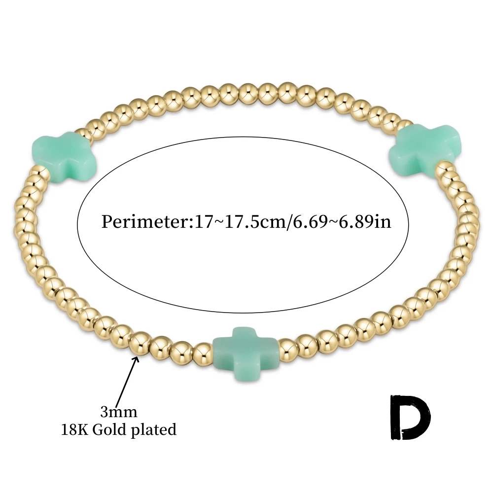 Großhandel Kreuz-Armband Stapelbare Designer-Armbänder für Frauen 18K Vergoldet Wasserdichter Schmuck Boho Sommer Strand Pulseras – Detail 5
