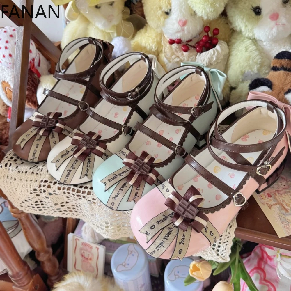 

Lolita Low Heel High Heels Original Elegant Retro High School Women's Shoes Gift Box Design Princess Platform Pumps Shoes