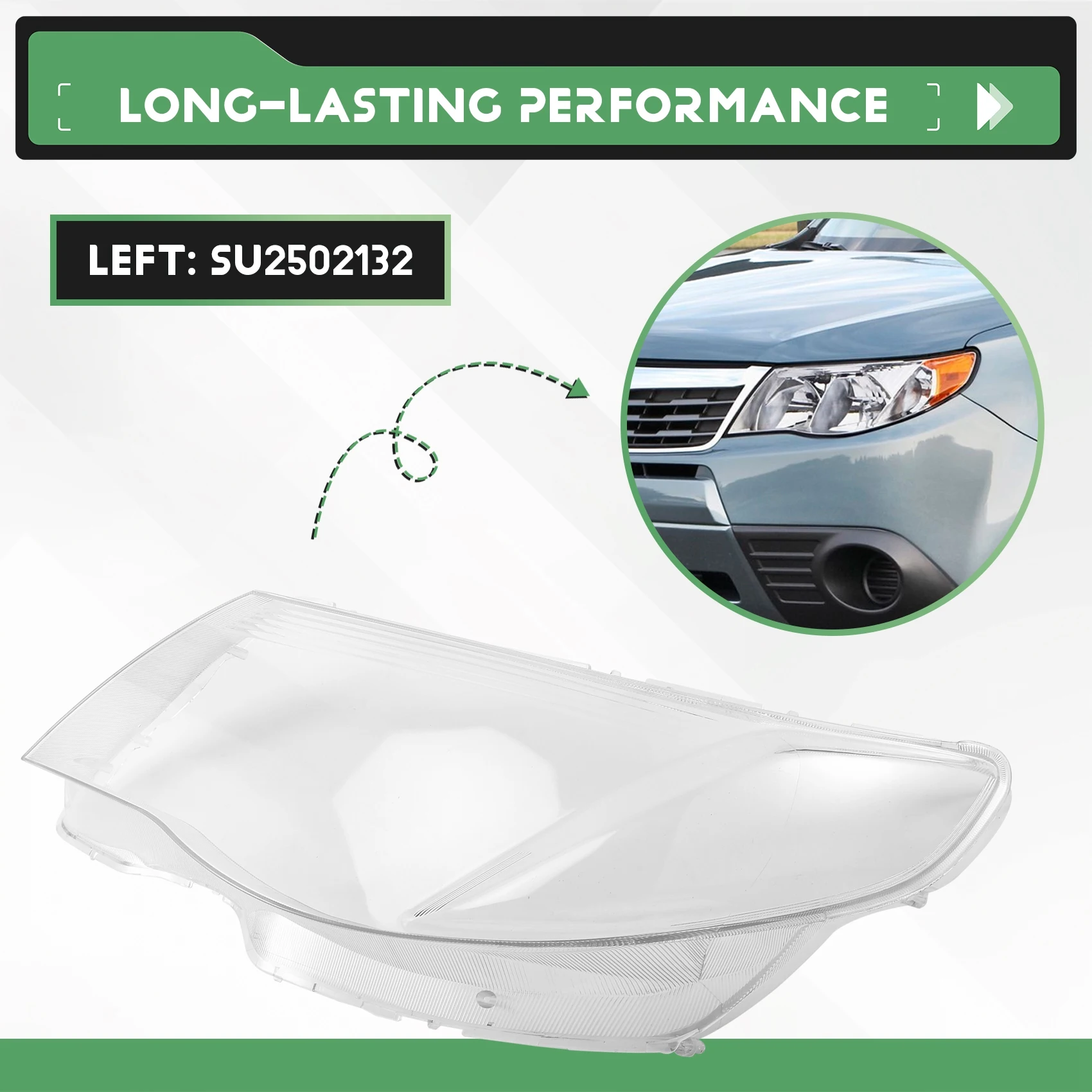 【Sleek Design】SU2502132 Transparent Headlight Cover Car Front Head Light Lamp Lampshade For Subaru Forester 2009-2013 Left