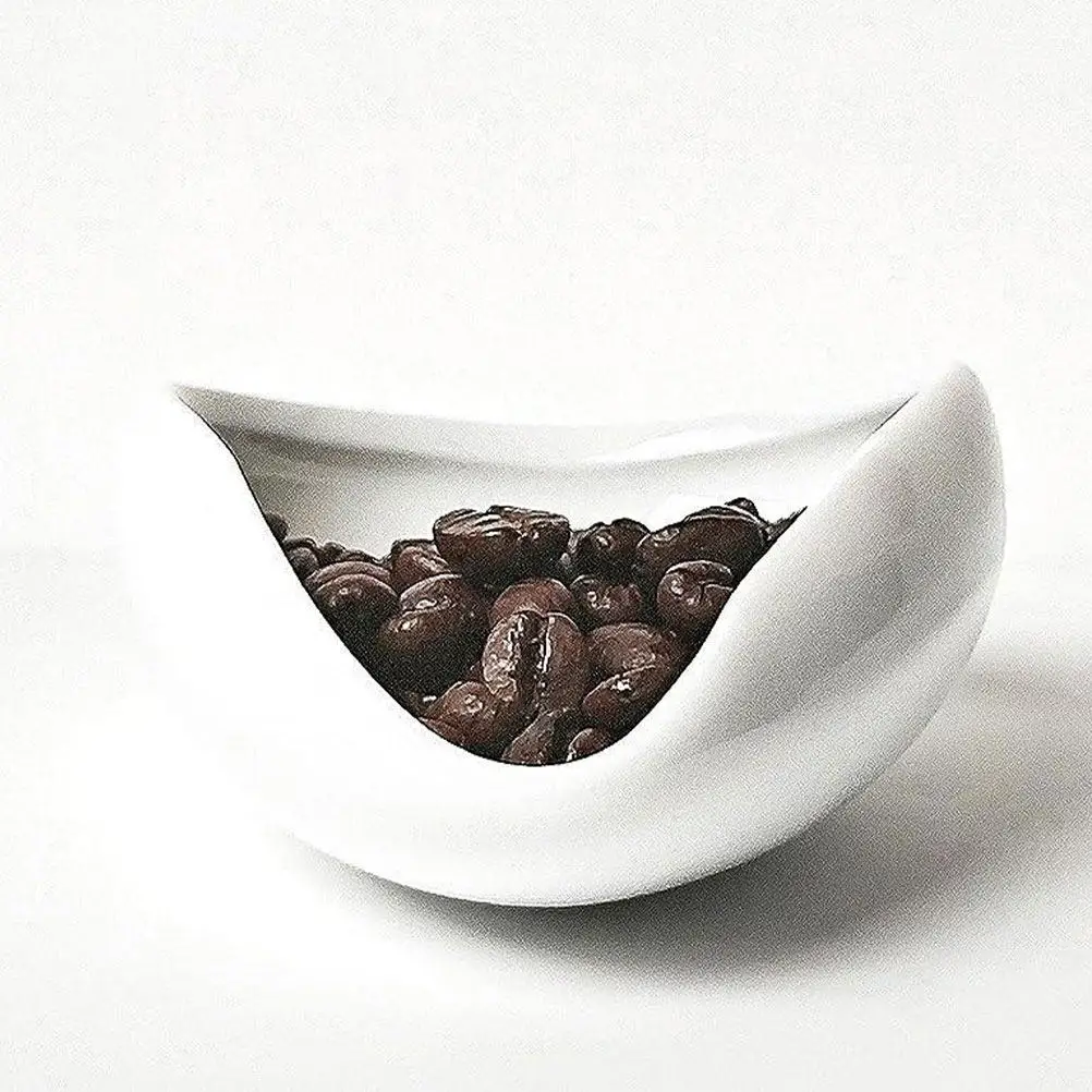 2Pcs Coffee Bean Dosing Cup Reusable Ceramic Measuring Tray Coffee Bar Accessory Multi-Function Bean Display Plate Kitchen Use