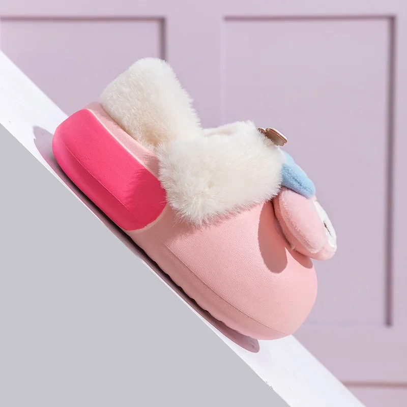 Sanrio Hello Kitty Home Fuzzy Slipper Cartoon Kuromi Cinnamoroll Yk2 Women Winter Plush Non Slip Slippers Girl Cute Flat Shoes