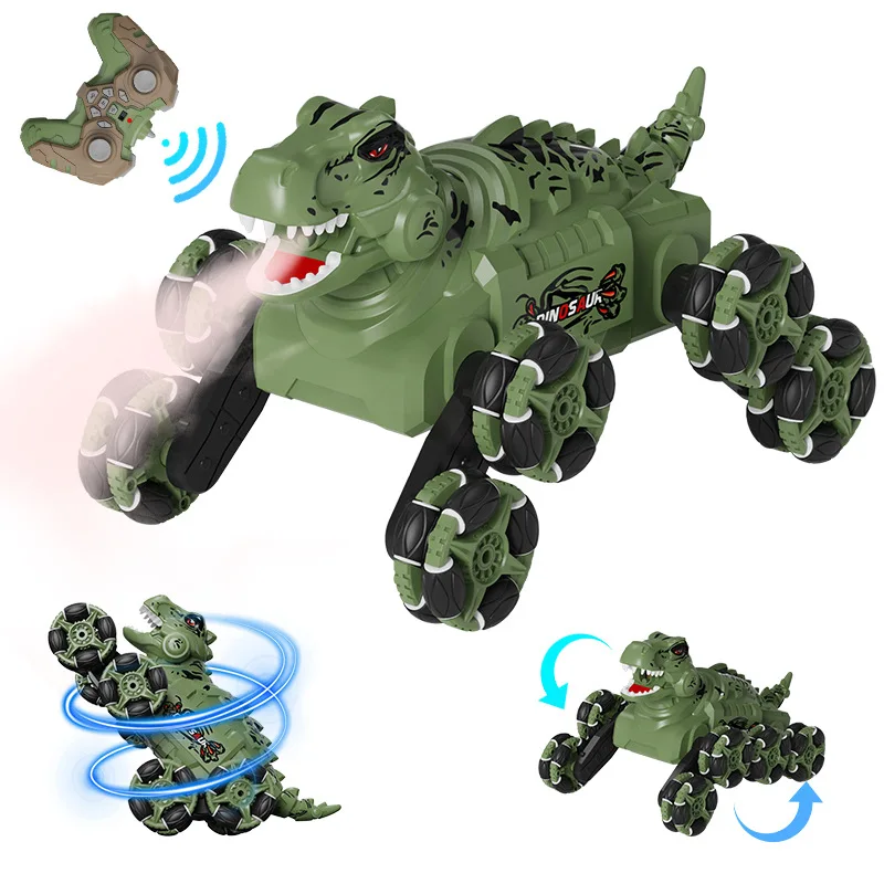 Remote controlled dinosaur car 2.4G-8 wheel stunt, with spray, gesture sensing and four-wheel drive climbing children's toys