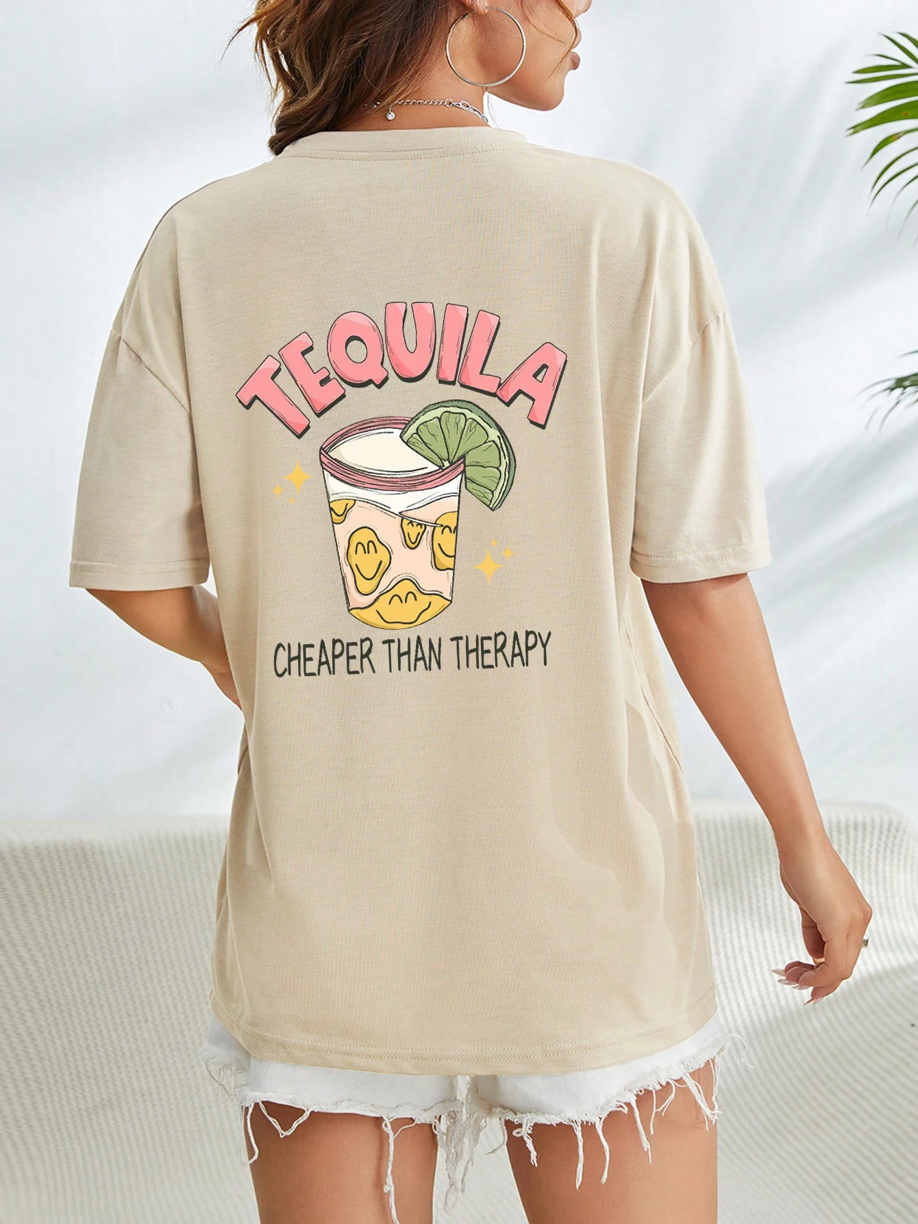 Tequila Cheaper Than Therapy Print Female Cotton Tee Clothing Harajuku Casual Trend Short Sleeve All-math O-Neck Womens T-Shirts