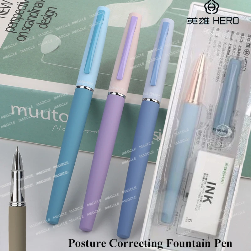 

HERO Posture Correcting Fountain Pen Refillable Cartridges Set 0.38mm EF Nib Calligraphy Practice Pens Pretty Premium Stationery