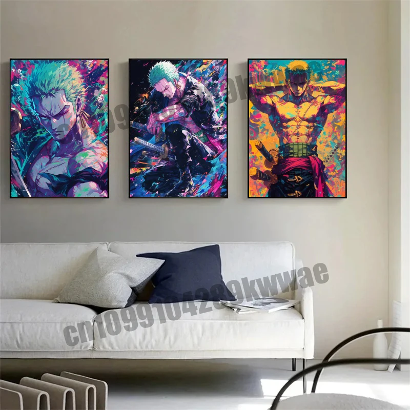 

Japanese Childhood Anime One Piece Zoro Super Cool Style Pictures Canvas Painting Art Poster Suitable for Living Room Decoration