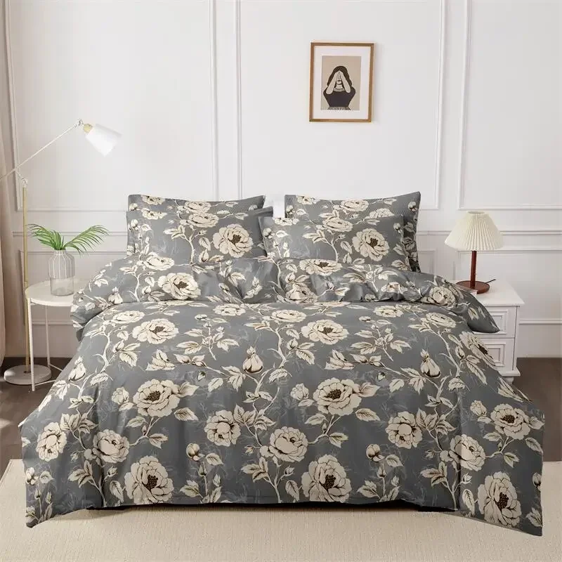 Kuup New Printed sanding Home Bedding Set Simple Fresh Comfortable Duvet Cover Set with Sheet Comforter Covers Pillowcases