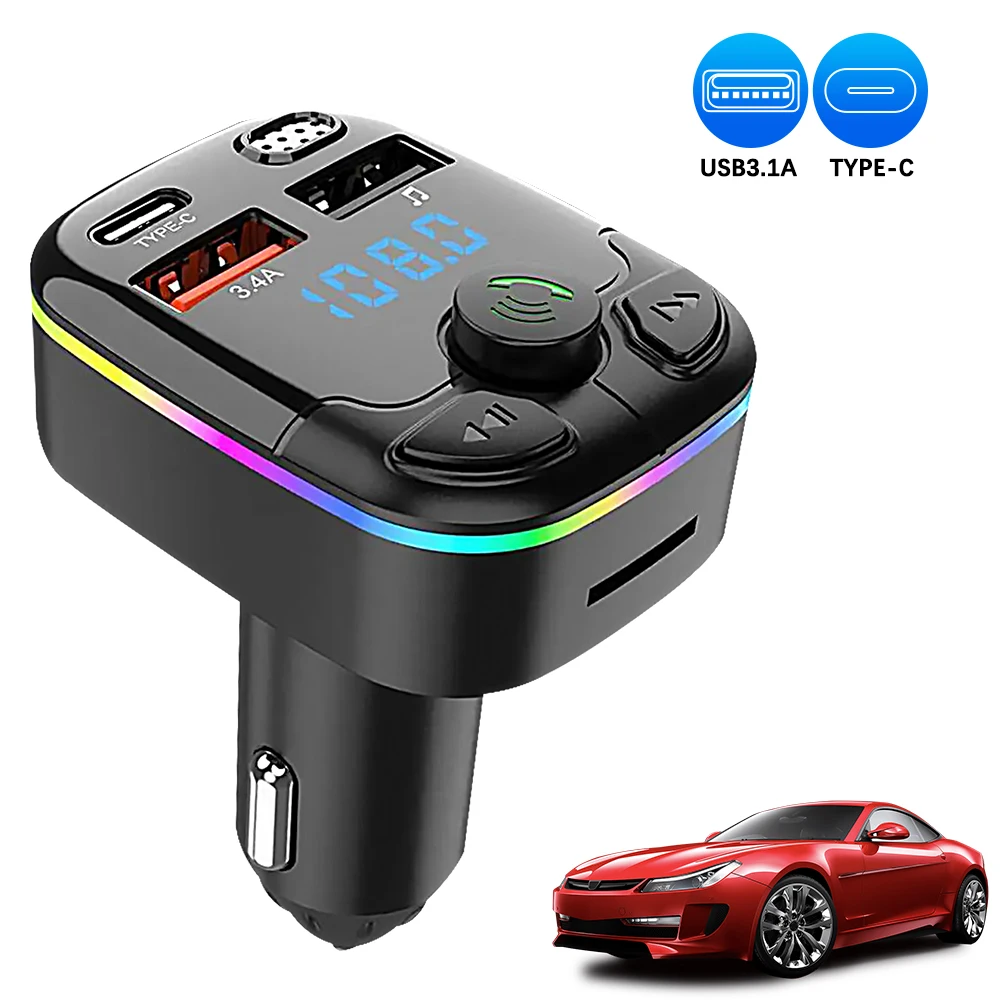 Car MP3 Player 5.0 Car Fast Charger Noise Reduction Audio Receiver Wireless Bluetooth Handfree Dual Usb Fm Transmitter Car Kit