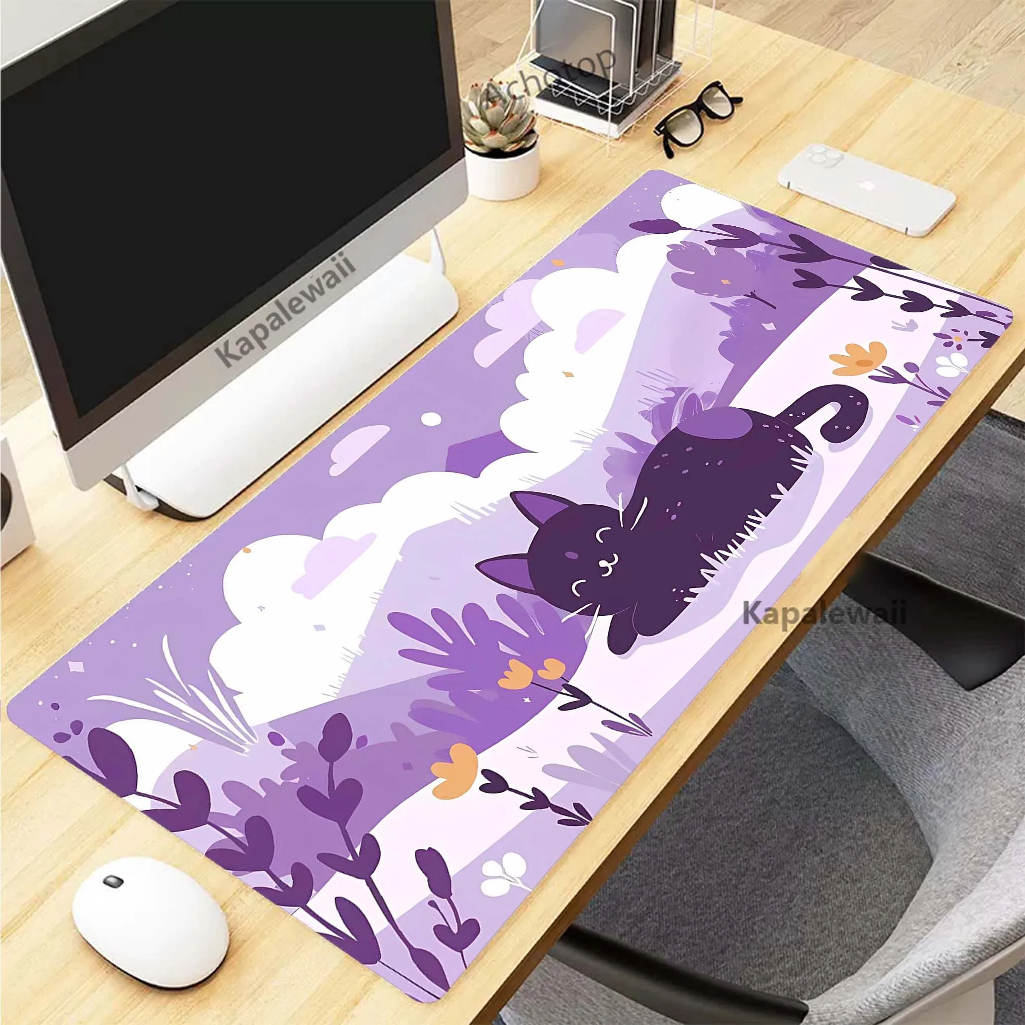 Bunte Katze rosa niedlich kawaii großes Mauspad PC Gamer Mouse pad HD-Druck Gaming-Tastatur Pads xxl Tisch teppich Gummi Schreibtisch matte