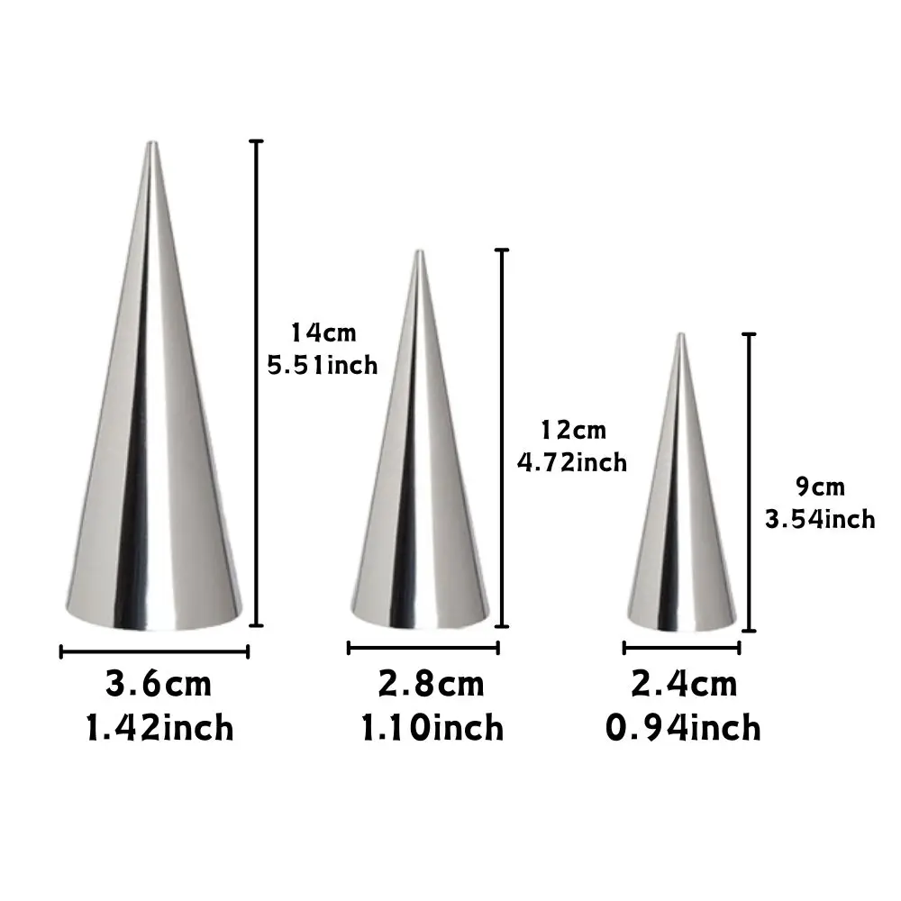 6pcs S/M/L Reusable Stainless Steel Cream Horn Molds Conical Tube Mould for Pastry Roll Waffle Making YMY