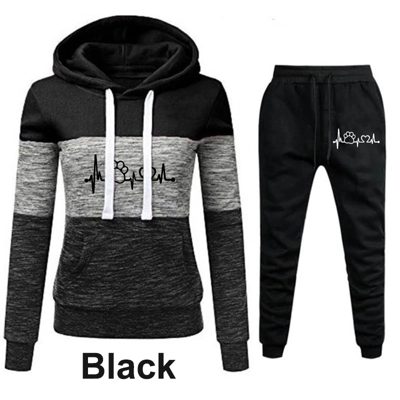 2024 Newest Casual Women\'s Tricolor Hoodie Suit Outdoor Sweatshirts Pants Sets Jogging Suit Sports Tracksuits Plus size S-4XL