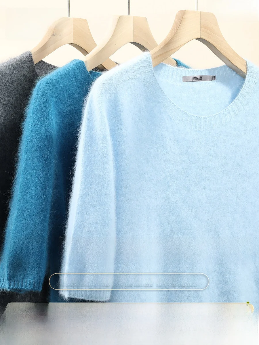 

Новый зимний женский свитер Snow Fly из 95% шерсти с круглым вырезом и длинными рукавами, однотонный, мягкий, уютный, вязаный, повседневный