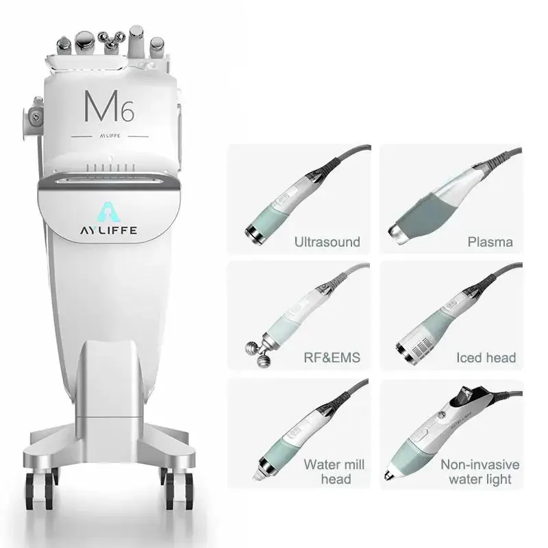 

M6 Facial Skin Management Blackhead Removal Hydra Dermabrasion Machine 6 Functions with Trolley for Skin Cleaning