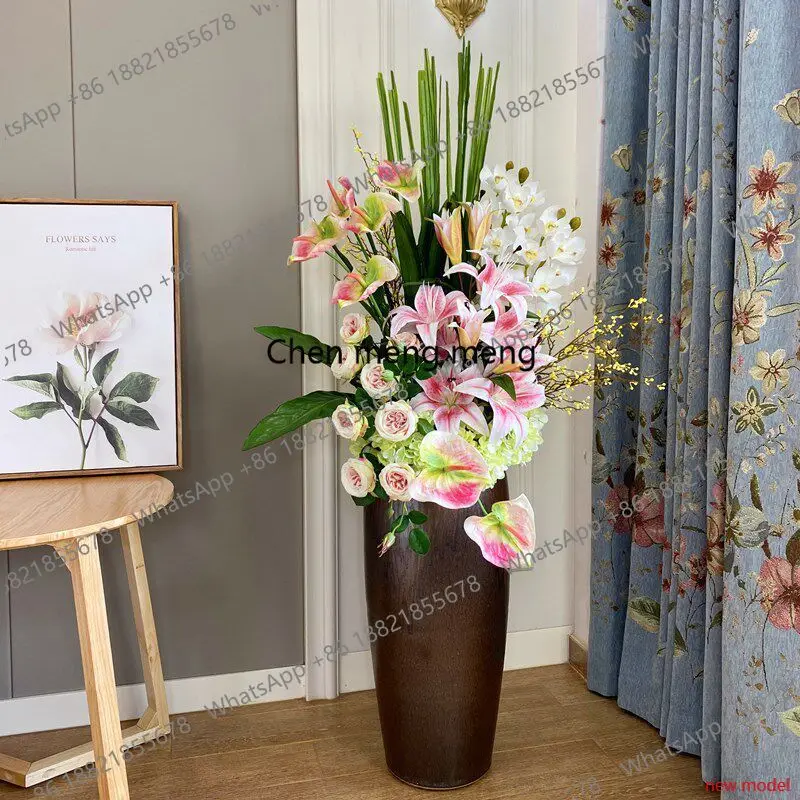 h178Light luxury ceramic large vase ornament living room flower arrangement floor new Chinese style modern simplicity