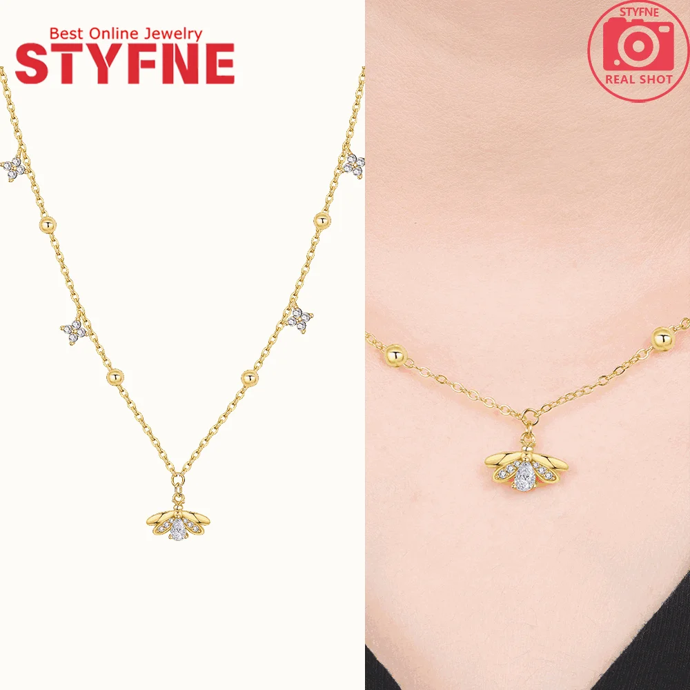 

Изысканное золотое ожерелье с блестящим цирконом, ожерелье со светлячком для женщин из стерлингового серебра 925 пробы, годовщина свадьбы, модные ювелирные изделия, подарок