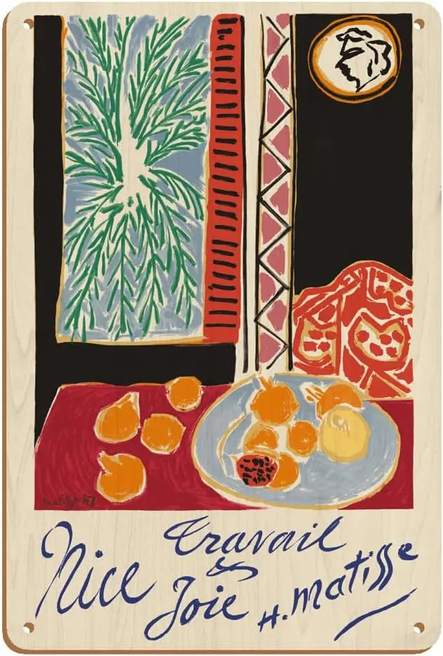 Nice France - Travail et Joie (Work and Joy) - Nature Morte Grenades (Still Life Pomegranates) - Vintage Travel Poster by H sign