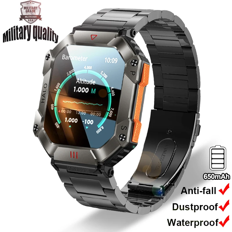 New Outdoor Smart Watch Ultra HD Display 2.0 inch Voice Calling Watches Compass 100+ Sport Modes 24H Health Monitor Smartwatch