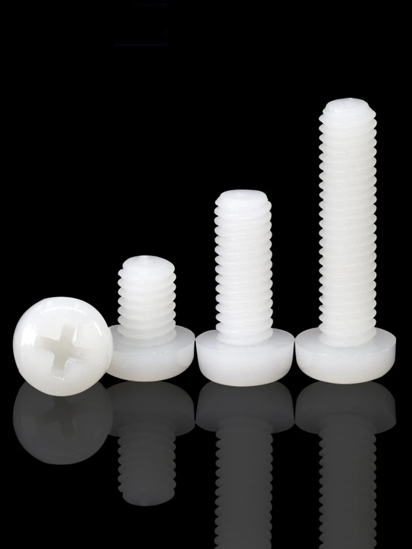 

And White Nylon Plastic Cross Pan Head Screw M2 M2.5 M3 M4 M5 M6 M8 Nylon Screw Cross Round Head Bolt L=4~60mm
