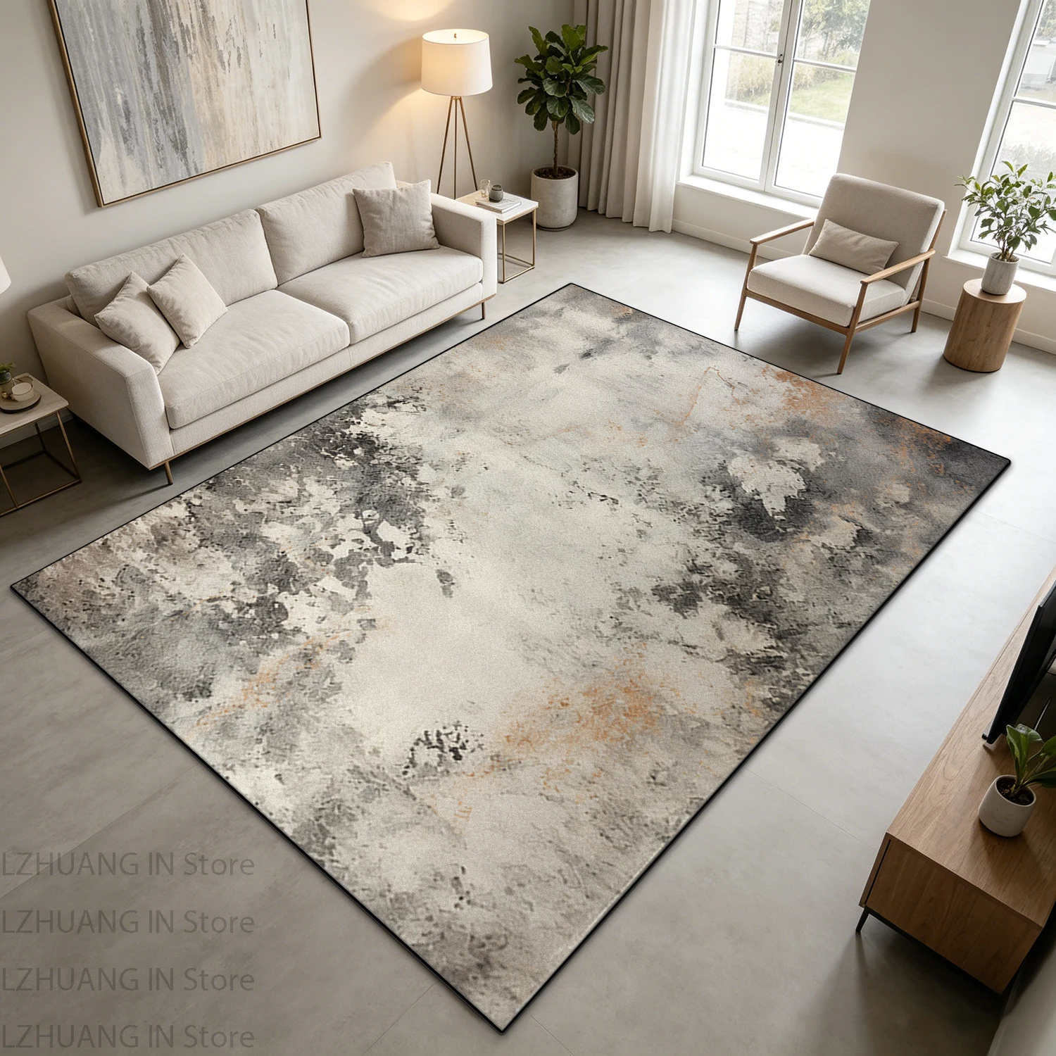 ink wash simple Abstract style large size living room carpet antiskid Fluffy dining room rug washable foldable coffee table mat