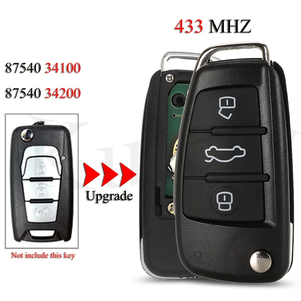 

jingyuqin 3 Buttons 433MHZ 87540-34100/87540-34200 Remote Smart Car Key For SsangYong Korando New Actyon C200