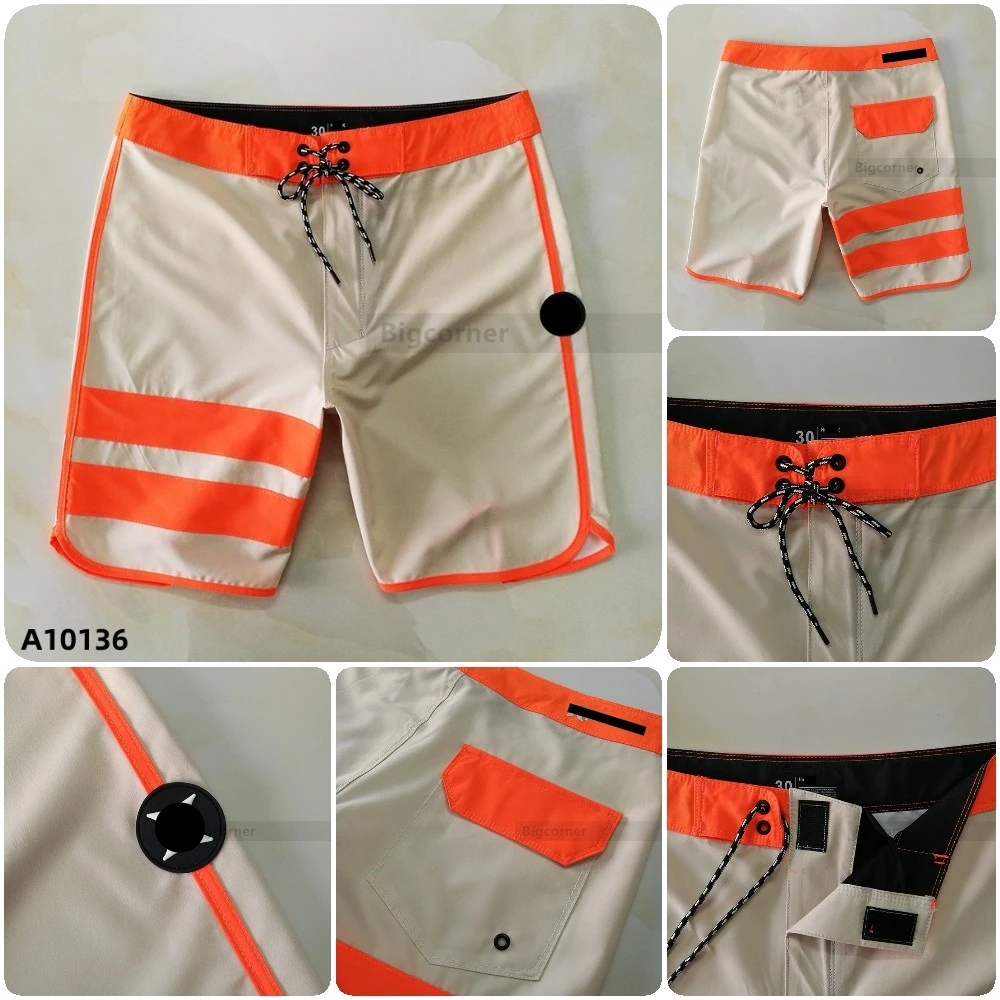 Men Shorts Board Shorts Beach Shorts Bermuda #Quick-drying #Asian size #Embroid Logo #46cm/18inch #1 Pockets #A1