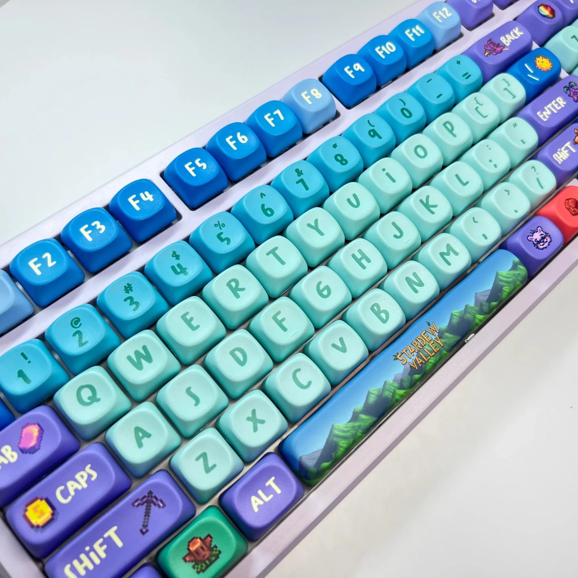 

120-клавишные колпачки для клавиш с пиксельной тематикой, набор PBT, изготовленная на заказ крышка клавиатуры Stardew Valley, профиль MOA, игровая крышка для механической клавиатуры, подарок