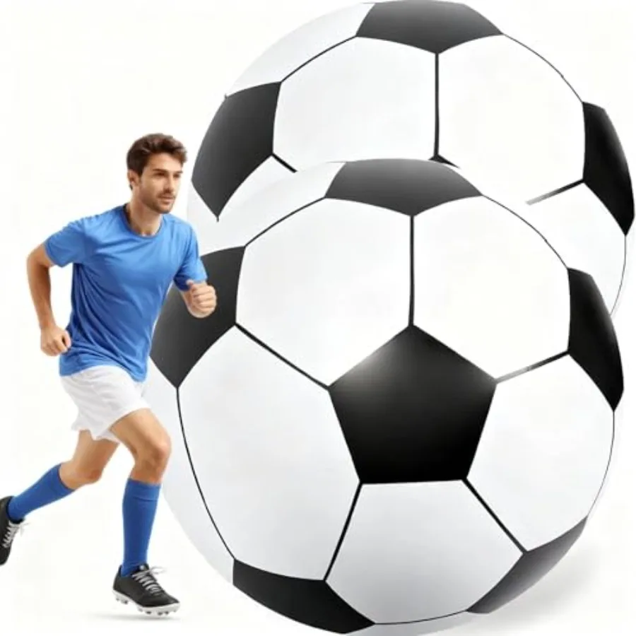 

Outdoor party decoration: 40-inch inflatable soccer ball set, PVC material, vibrant yellow-black, ultra-durable with heavy-duty