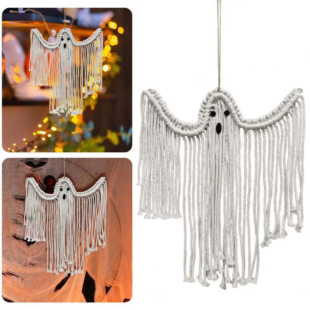 

Spooky Hanging Sign Spooky Party Supplies Spooky Ghost Tapestry Hand-woven Halloween Wall Decoration for Holiday Party Scene