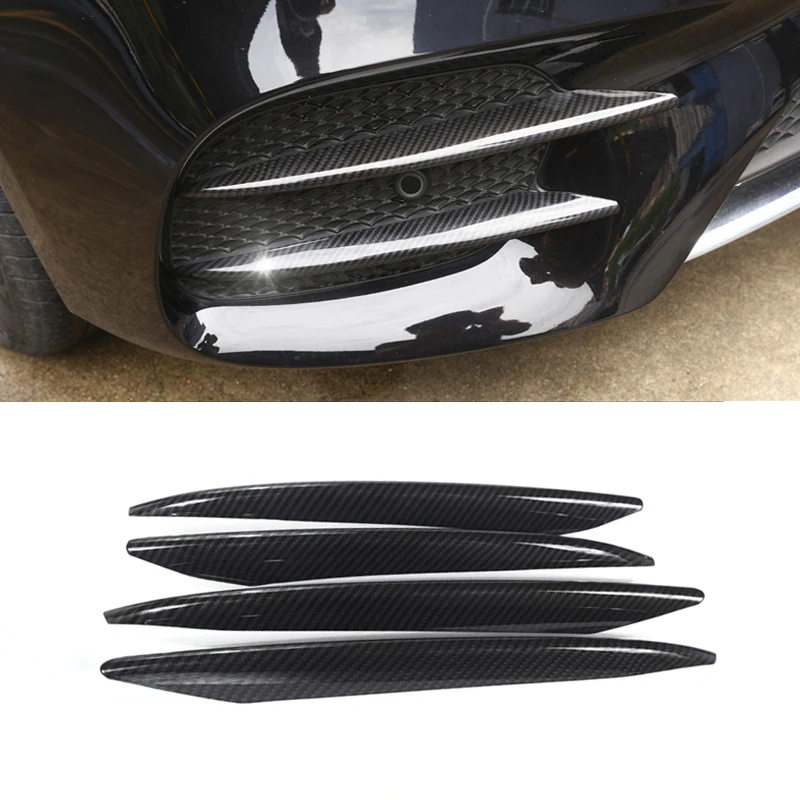 4Pcs Car-styling Carbon Texture Front Fog Light Grille Cover Trims For Mercedes Benz E-Class W213 S213 C238 A238 2018 2019 2020