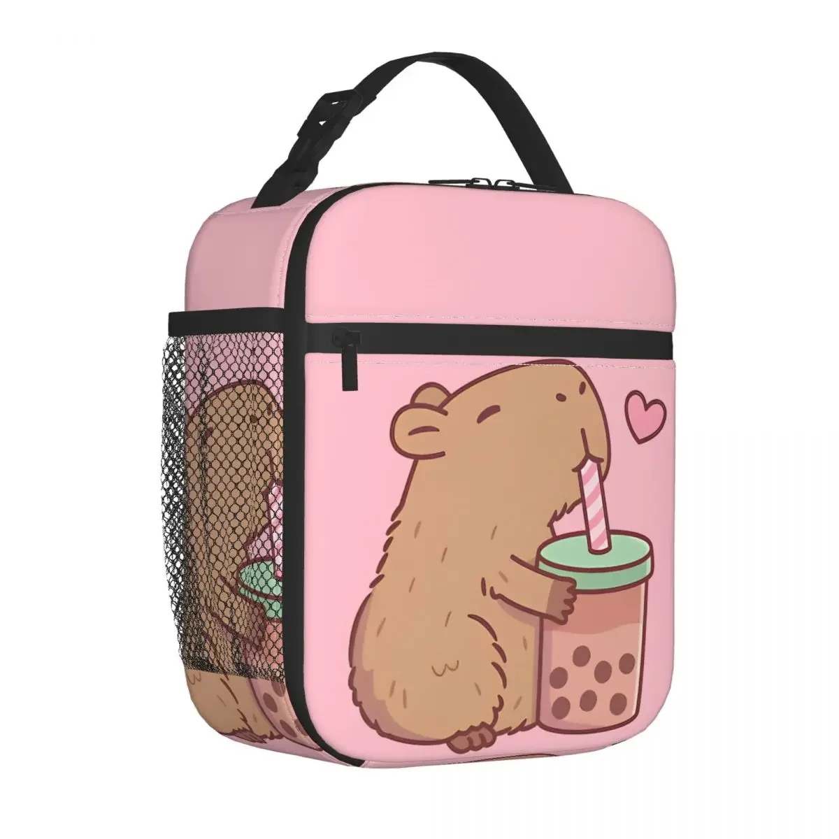 Cute Capybara Loves Bubble Tea Lunch Bags Thermal Bag Meal Container Portable Tote Lunch Box dla mężczyzn Kobiety College Travel