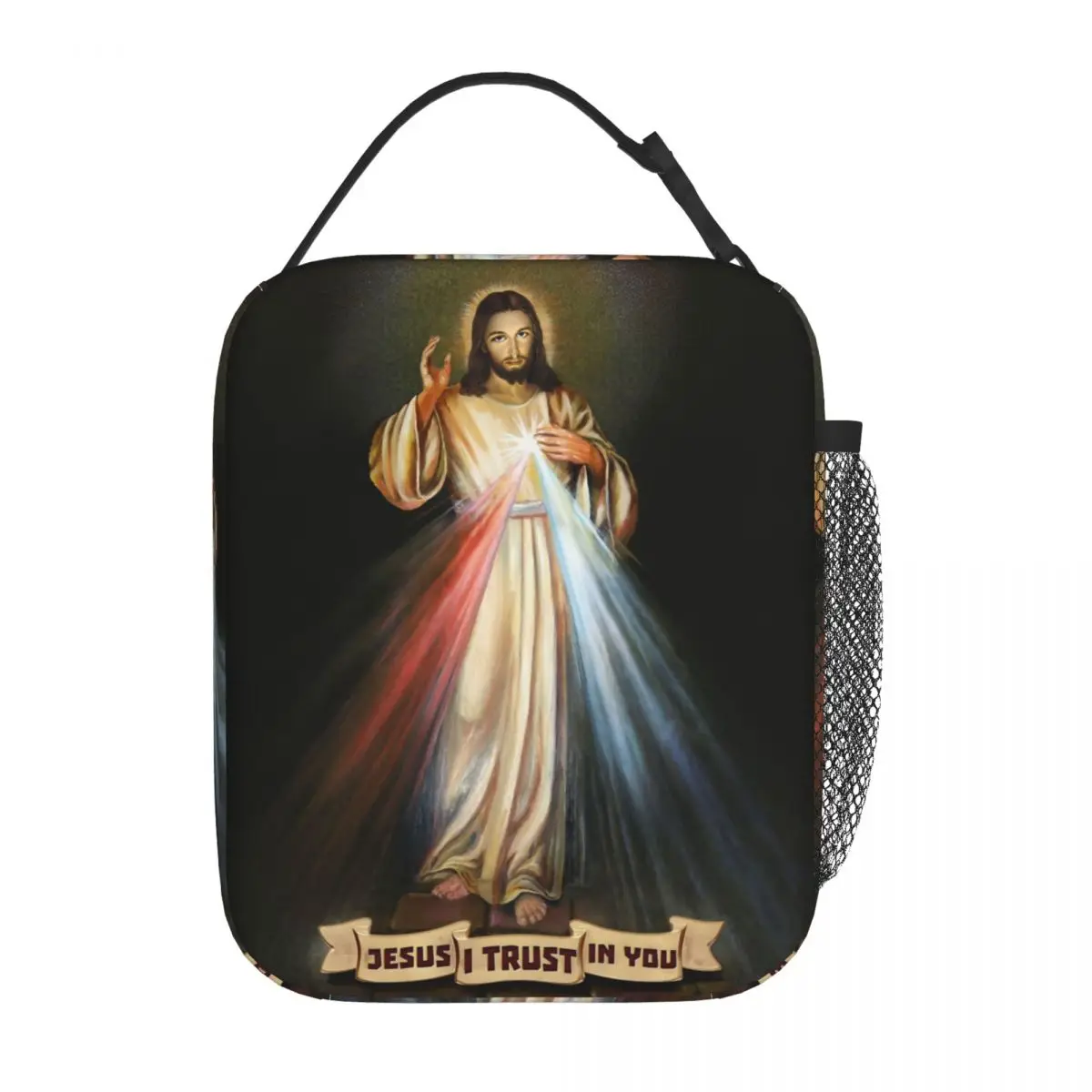 Catholic Divine Mercy Christ Product Insulated Lunch Bags For Office Jesus I Trust in You Food Storage Bag Cooler Lunch Box