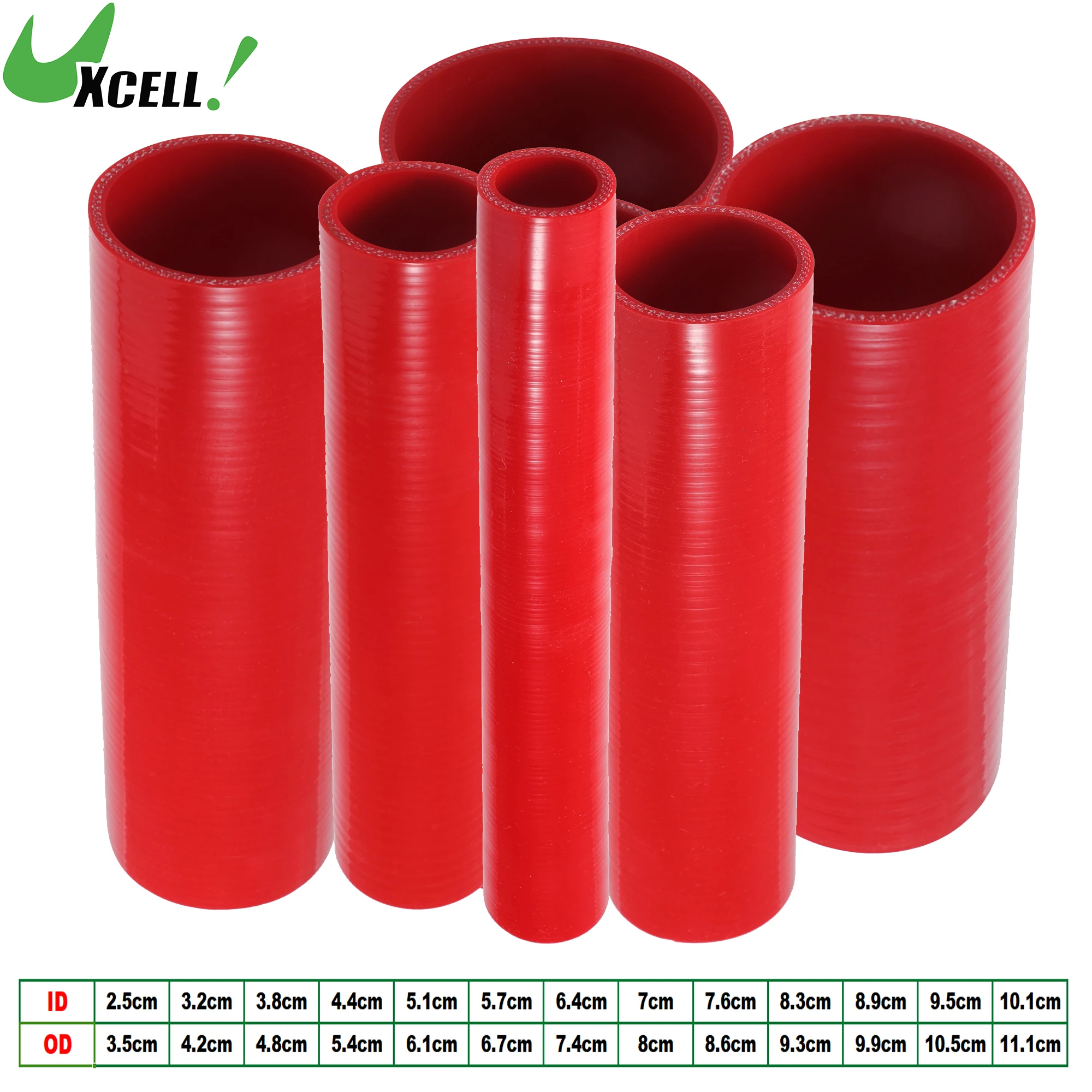 

UXCELL 2.5cm-10.1cm ID Car Straight Coupler Silicone Hose Front Intake Reducer Intercooler Silicone Tube 4-Ply 12'' Red