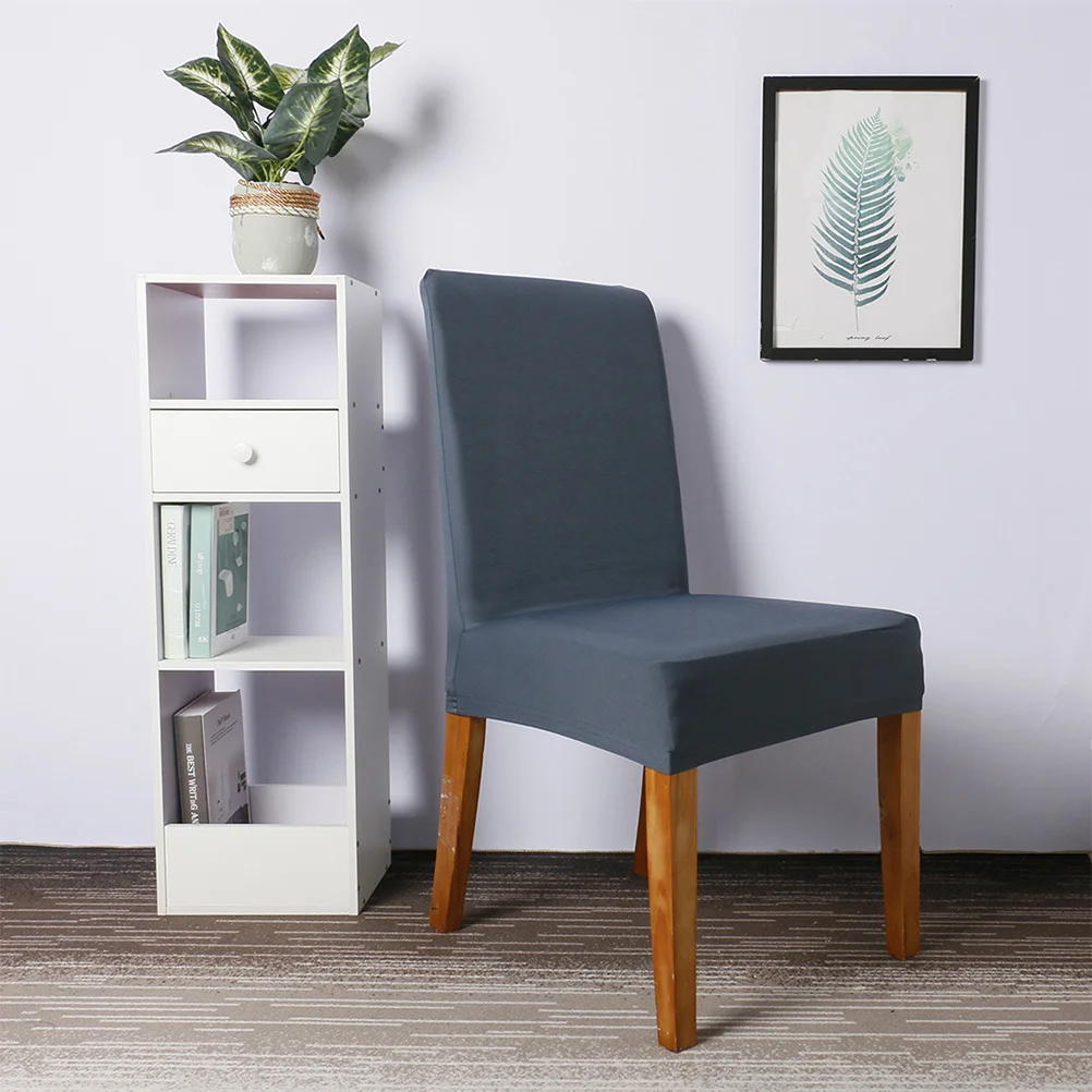 غطاء كرسي الطعام المطاطي باللون الرمادي الداكن، غطاء حريري الحليب، واقي قابل للإزالة وقابل للغسل للمطبخ وغرفة المعيشة والمكتب #2