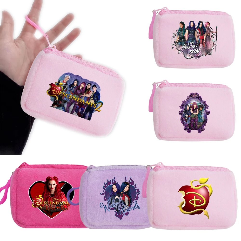 Descendants Solid Plush Coin Purse Women's Cute Wallet Card Bag Keychain Minimalist Coin Bag Wallets for Kid Gift Pouch