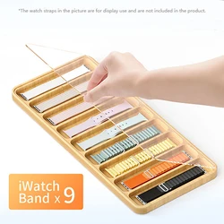 9 Grids Wooden Watch Strap Organizer Universal Watch Strap Display Box Watch Strap Storage Tray With Acrylic Top Cover