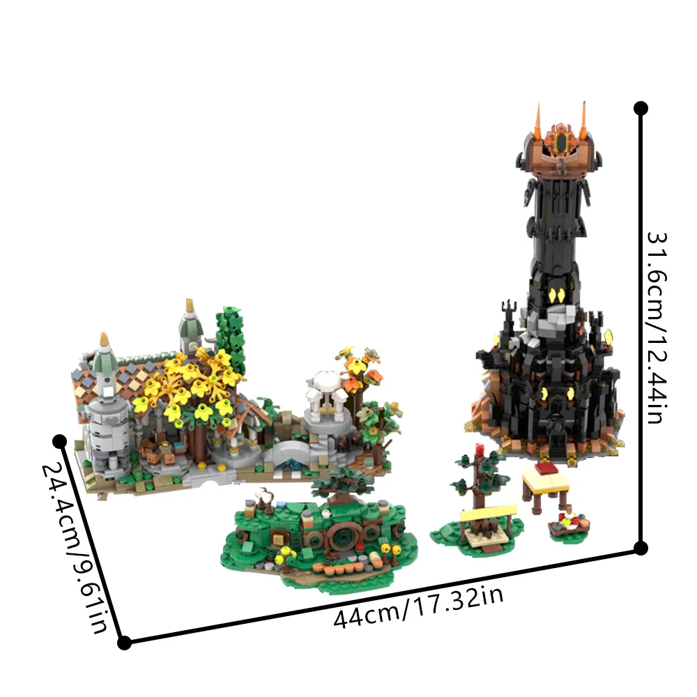 MOC-colección de arquitectura de escena de los anillos, modelo de bloques de construcción, Barads, Castillo negro, Durs, juguete ensamblado, regalo para niños