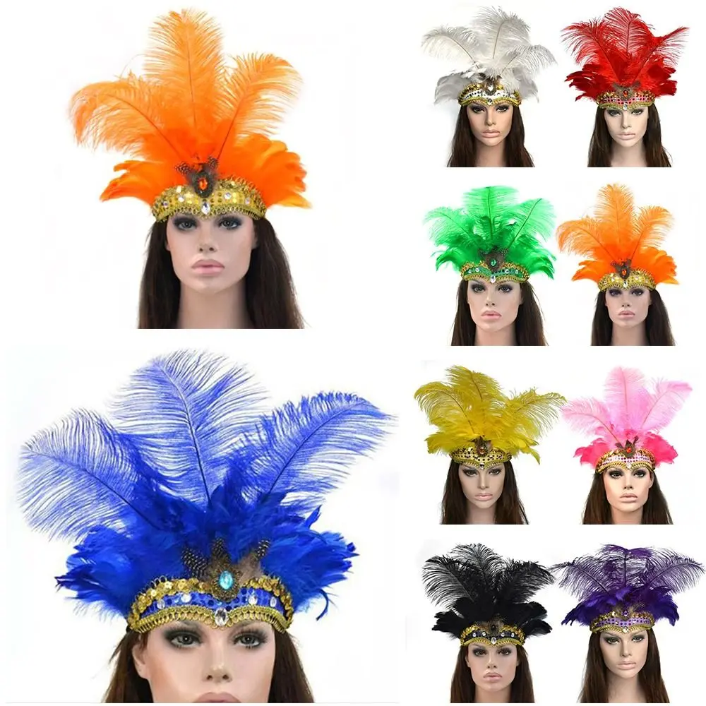 

New Peacock Adults Halloween Carnival Feather Headdress Hair Band Hair Accessories