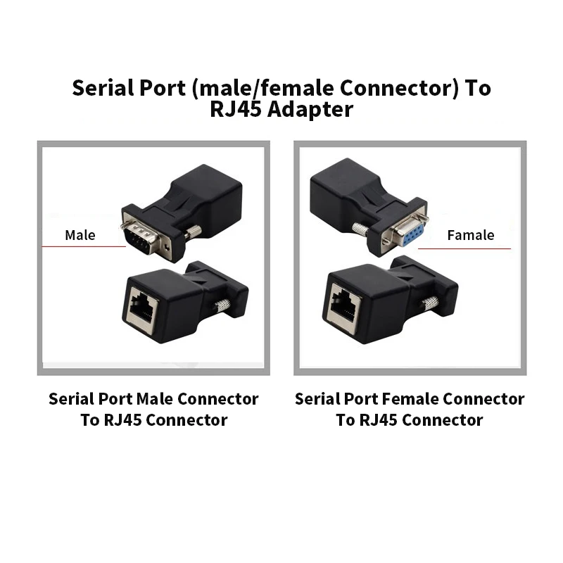 RS232 DB9 to RJ45 Network Interface Adapter Serial Port 9-pin Male to RJ45 DB9 Female to RJ45 Female Network Port Converter 1pc