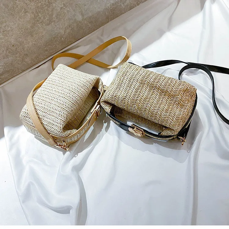 Bohemian Straw Bag Womens Small Crossbody Bag Woven Beach Purse Handbag Summer Vacation Bucket Bag 2026 New