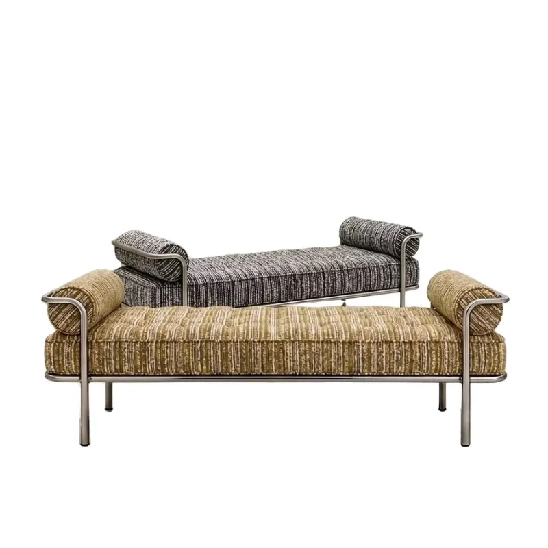 Simple stainless steel fabric bench for living room, bedroom, shoe changing table or coffee table