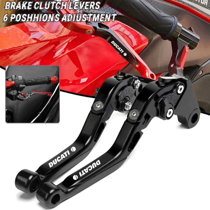 Palancas de Embrague y Freno Extensibles y Plegables para Motocicleta DUCATI Monster 821 797 Hypermotard 820 Multistrada 950