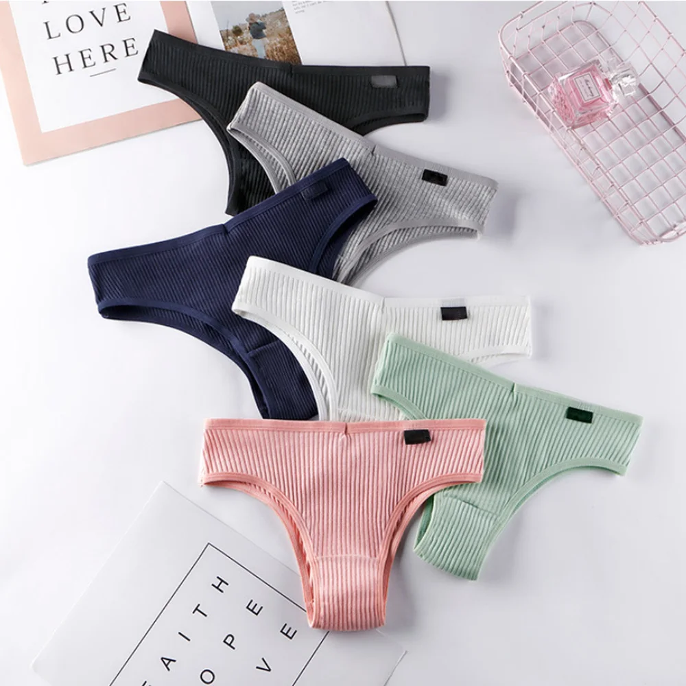 

4 pieces women's pure cotton sexy seamless thong sports triangle panties one-piece invisible T pants