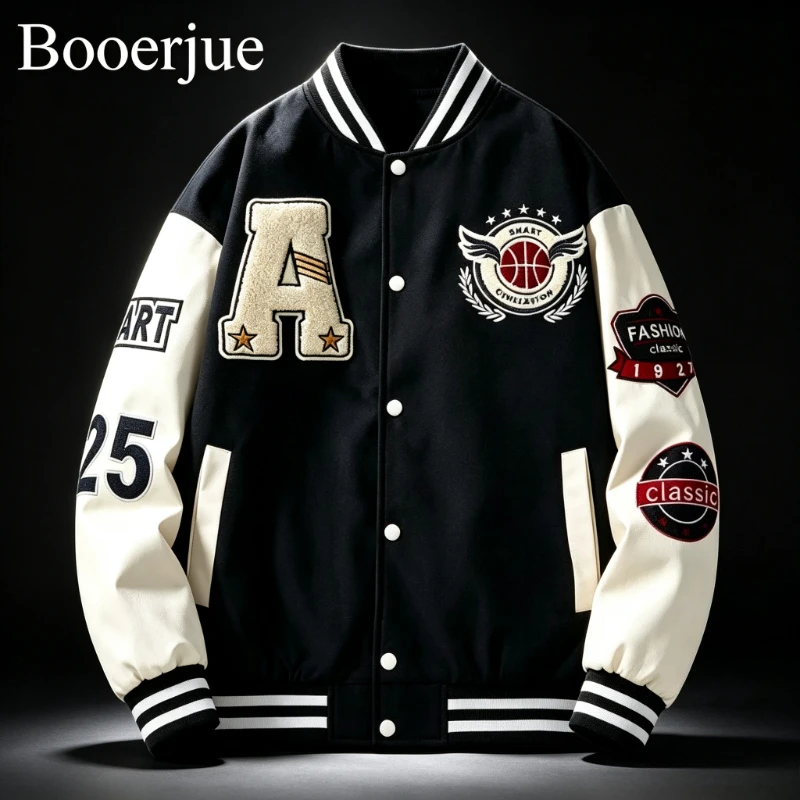 Embroidery Letter N - Kurtki streetwear damskie i męskie, kurtki