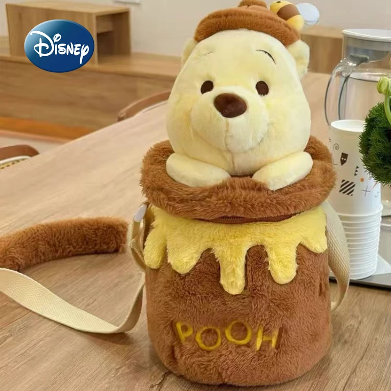 Disney Winnie The Pooh New Women's Plush Shoulder Messenger Bag Luxury Brand Mini Women's Shoulder Bag 3D Cartoon Women's Bag