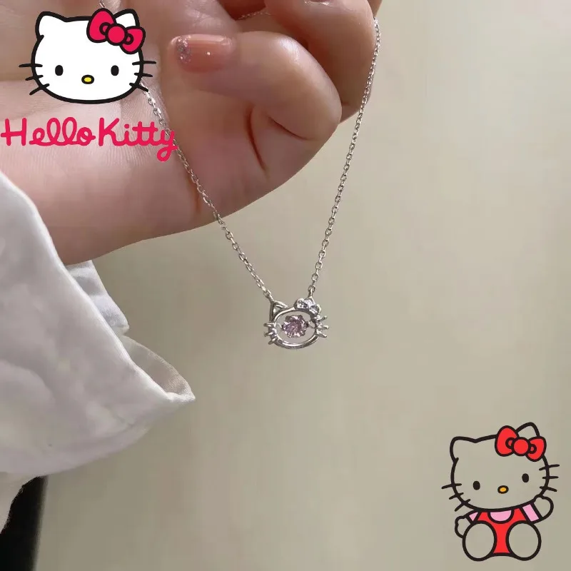 Sanrio Kawaii Necklace Anime Character Hello Kitty Y2k Pearl Pendant Cartoon Sweet Accessory Card Cute Girl Kids Birthday Gift